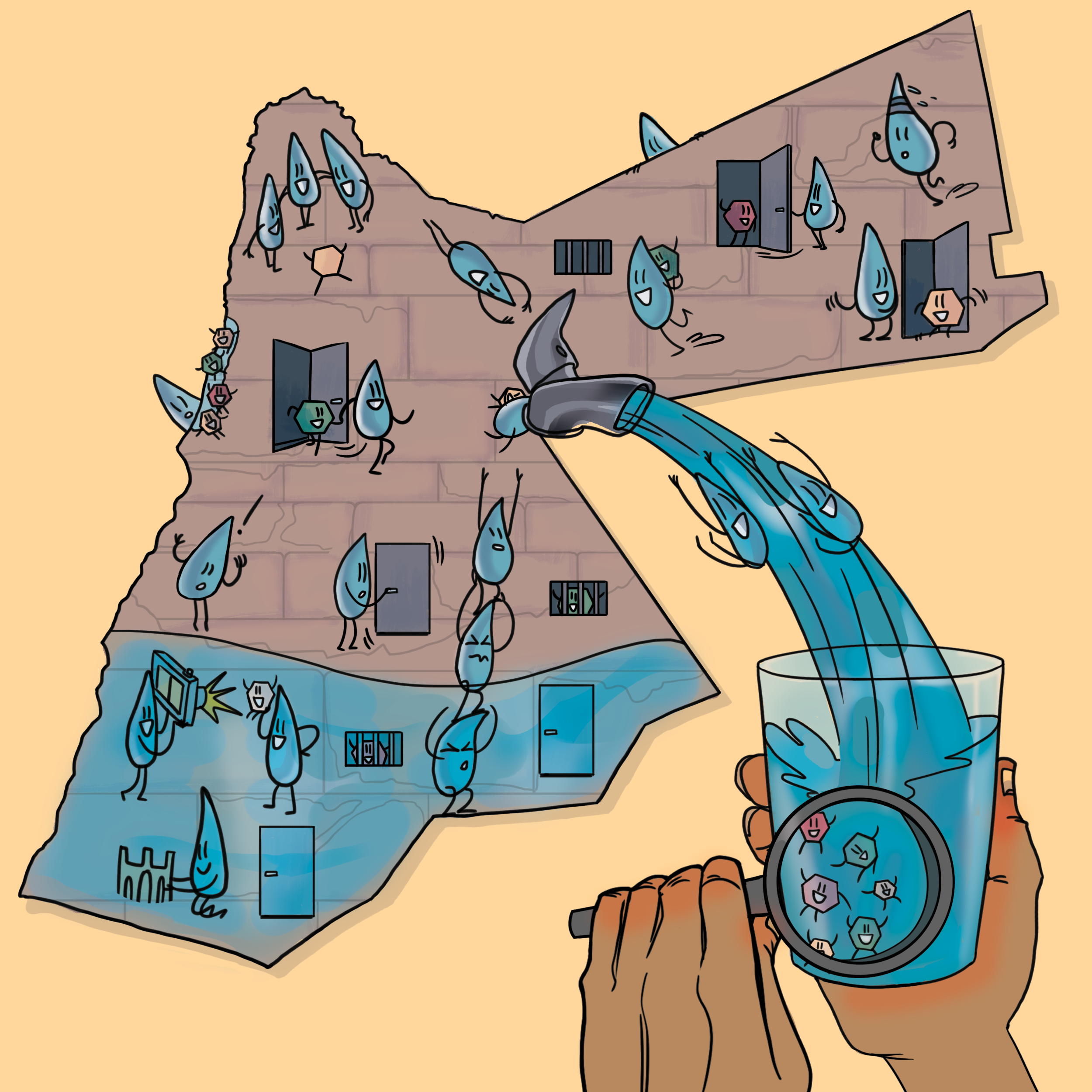 Cartoon illustration of groundwater quality in Jordan